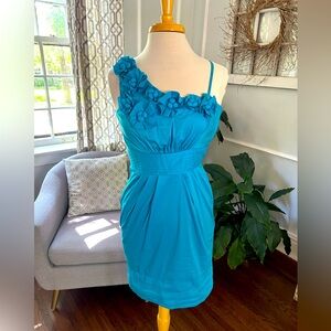 NWOT New Stunning Boutique One-Shoulder Blue Dress - HOST PICK X 2